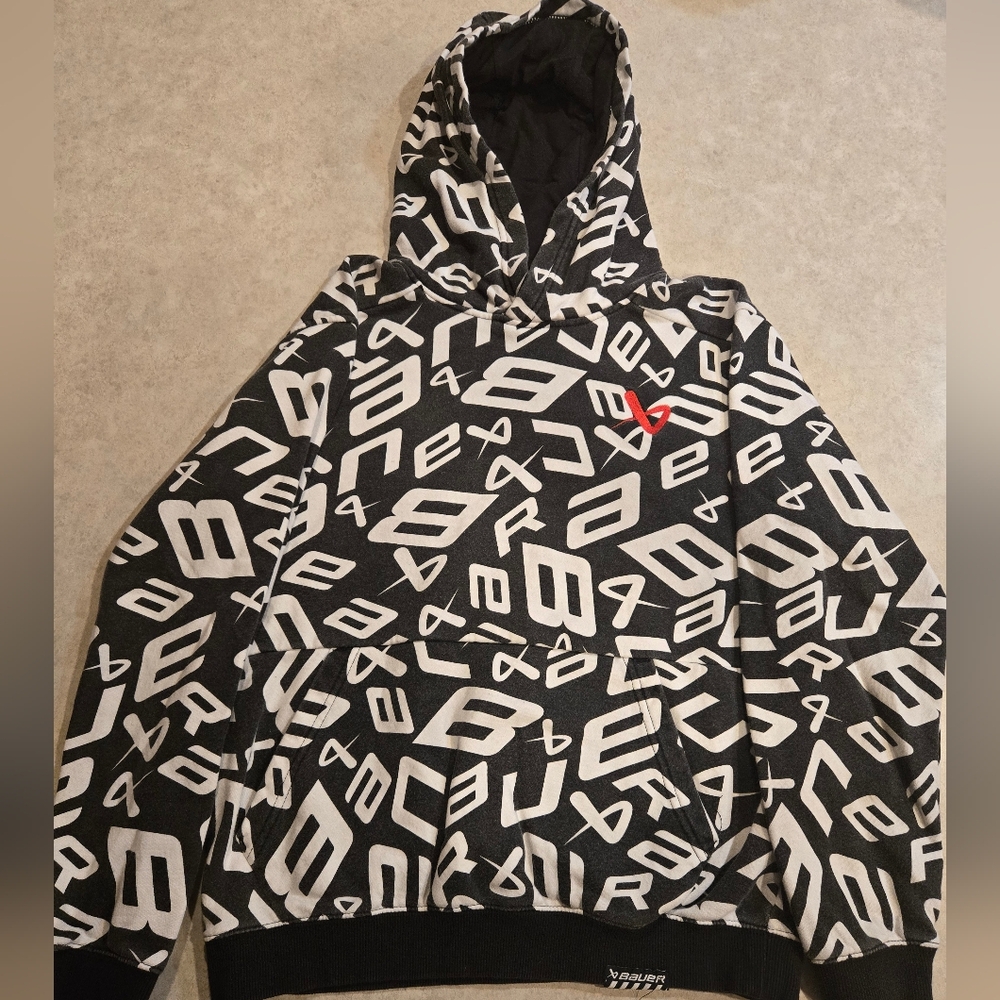 Bauer Black and White Logo Pullover Youth Large  Hoodie